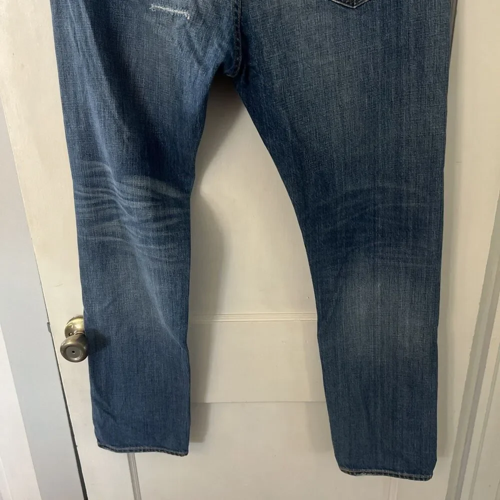 Levis 508 Jeans Mens 34x32 Blue Denim Wash-ripped Tapered Straight Leg Zip Fly